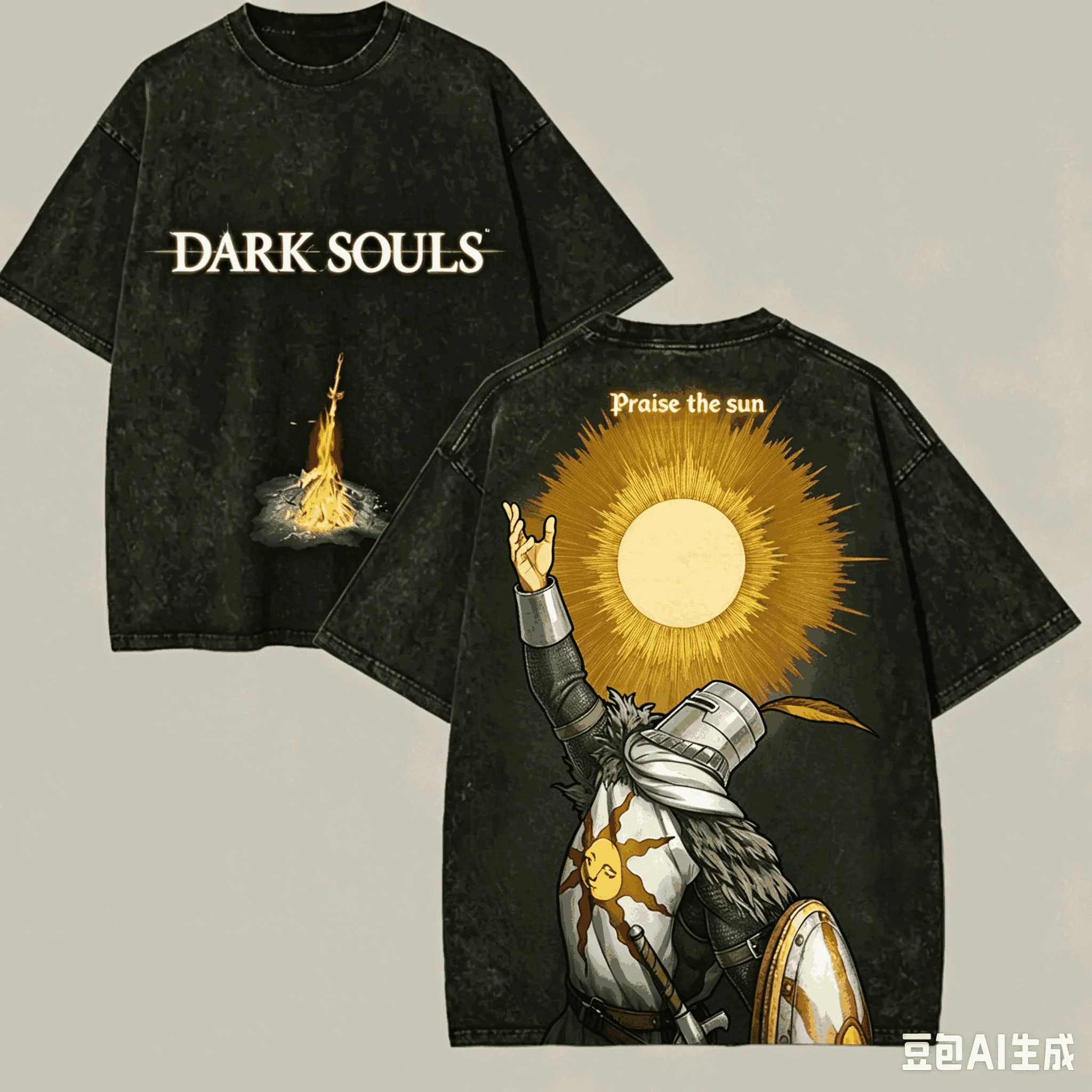 2026 Dark Souls Washed T shirt Anime Lover Harajuku New Model Oversized Vintage Loose Unisex personality Clothes Couples high view 3
