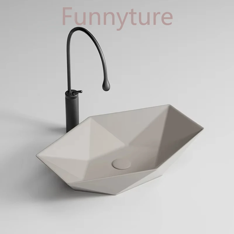 

Designer ceramic integrated special-shaped washbasin single basin milk coffee khaki table sink oval egg round bathroom sink