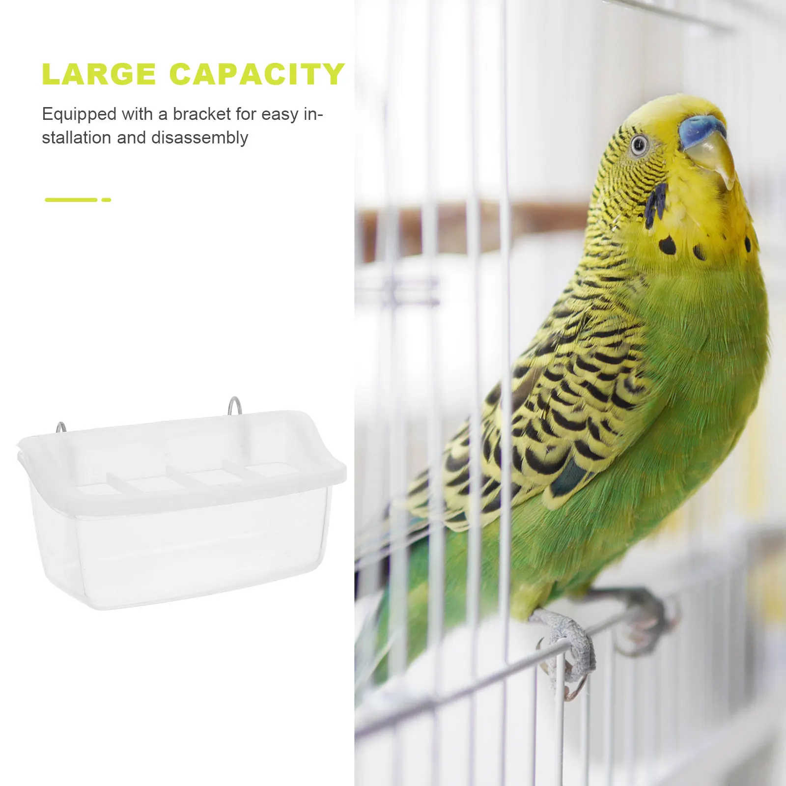 

Splashproof Parrot Feeder White Abs Bird Cage Accessories Food Container Transparent Design Easy Clean Hanging Box Suitable