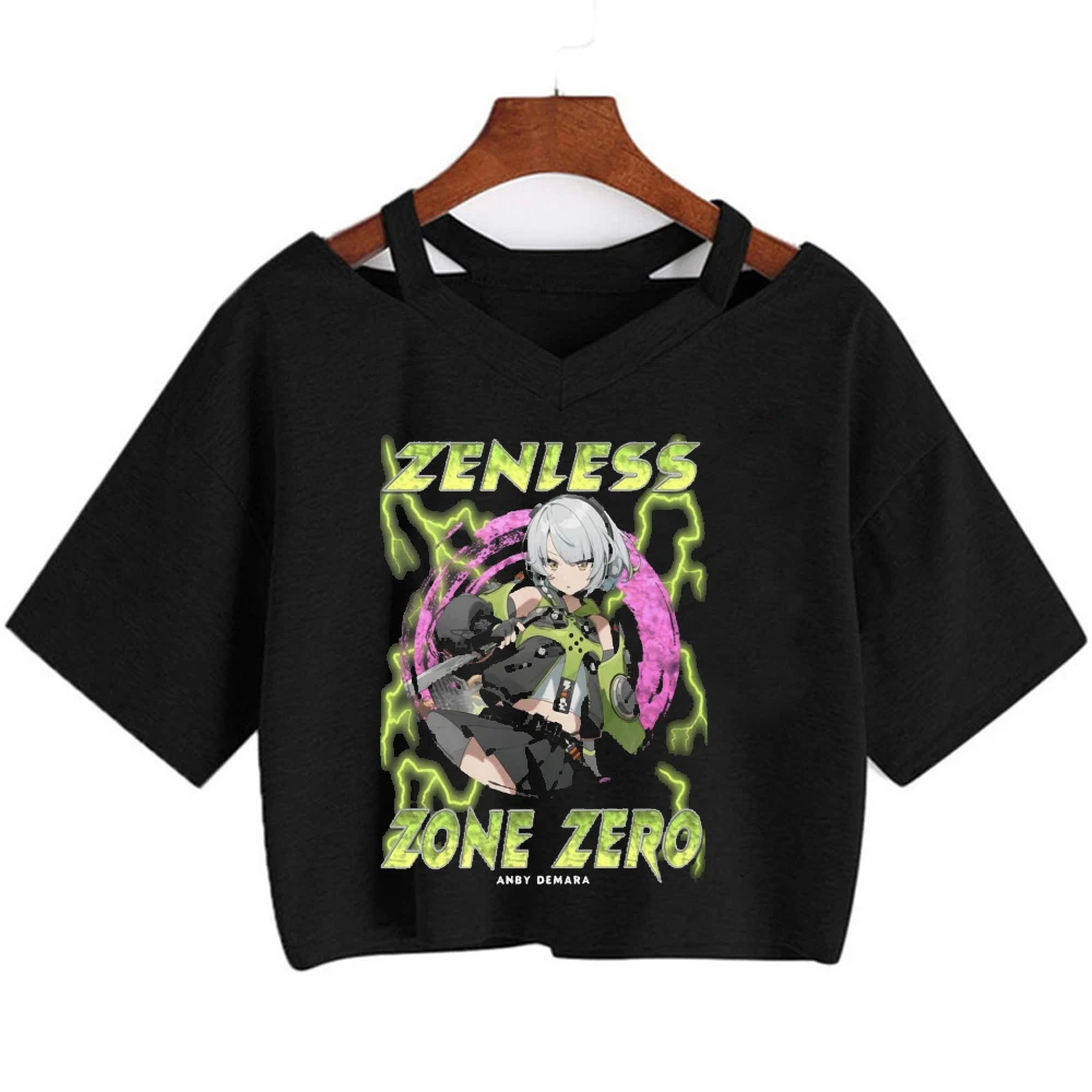 Zenless Zone Zero cropped top shoujo meme 2000s graphic cutecore streetwear t-shirt meme funny gyaru summer