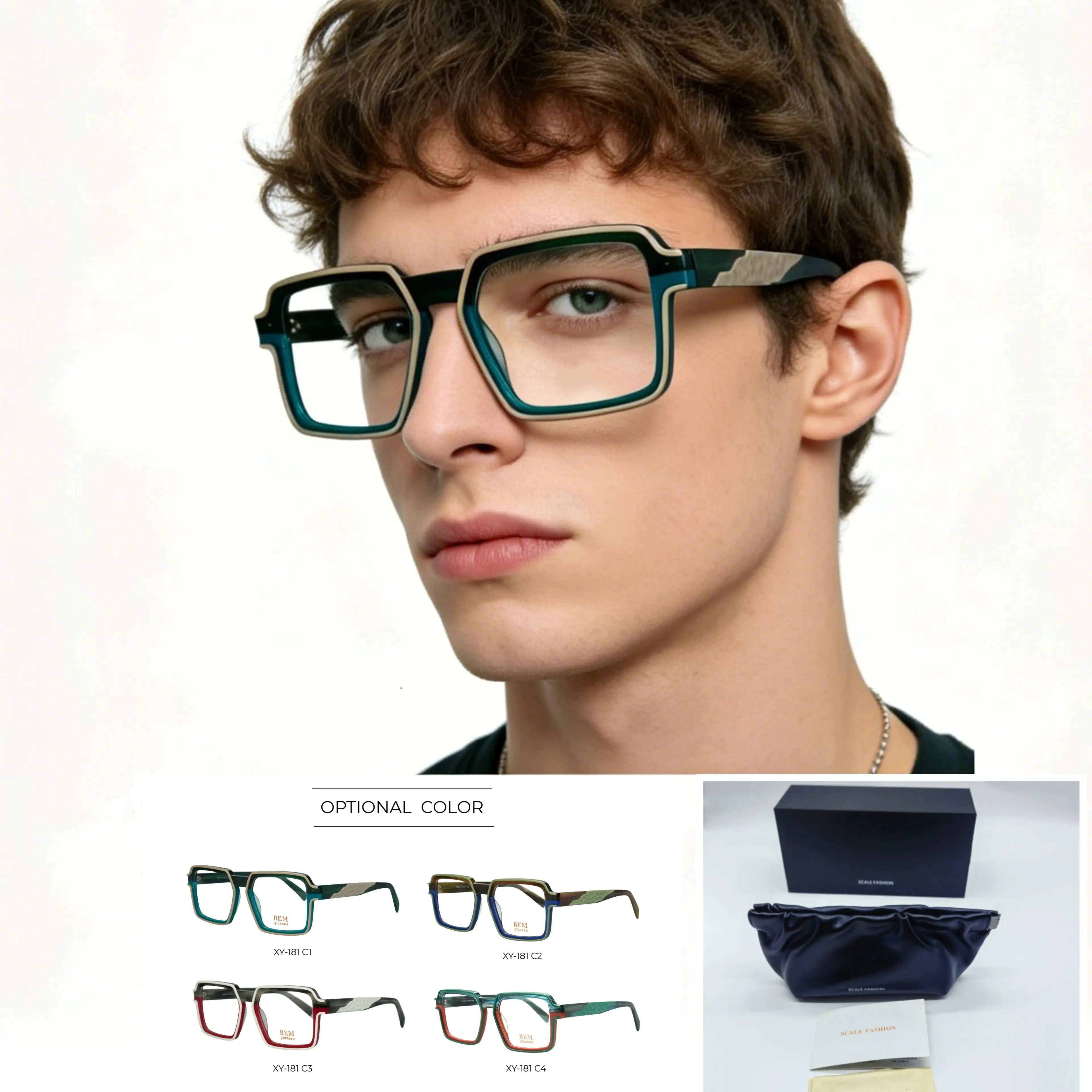 

Unique Colorful Multi-Plate Spliced Eyeglasses Frames, Popular Craft & Color Elements 2026, Compatible with Myopia Presbyopia &