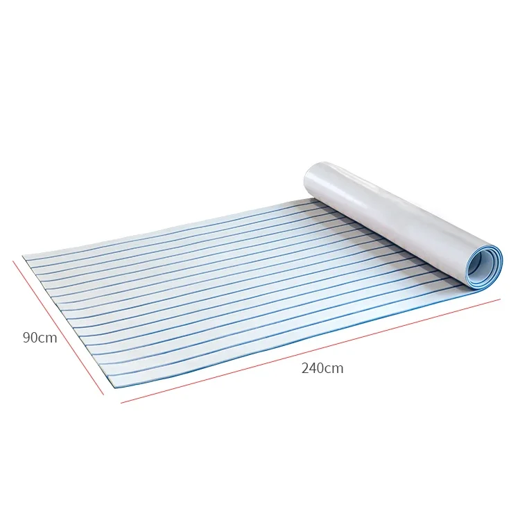 

White and Blue Imitation Teak Yacht Deck Mat Luxury RV Non-Slip Mat Surfing Moisture-Proof UV-Resistant