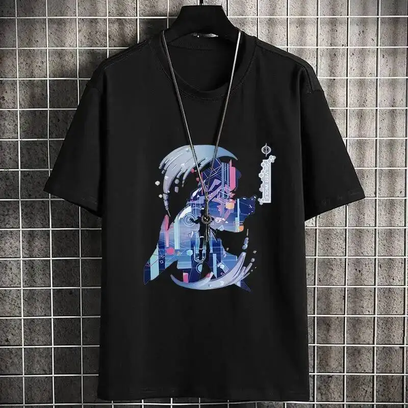 Anime Gra Honkai: Star Rail Cos Acheron Jingliu Sparkle Kafka Imbibitor Lunae itp. Prosta koszulka letnia unisex z bawełny