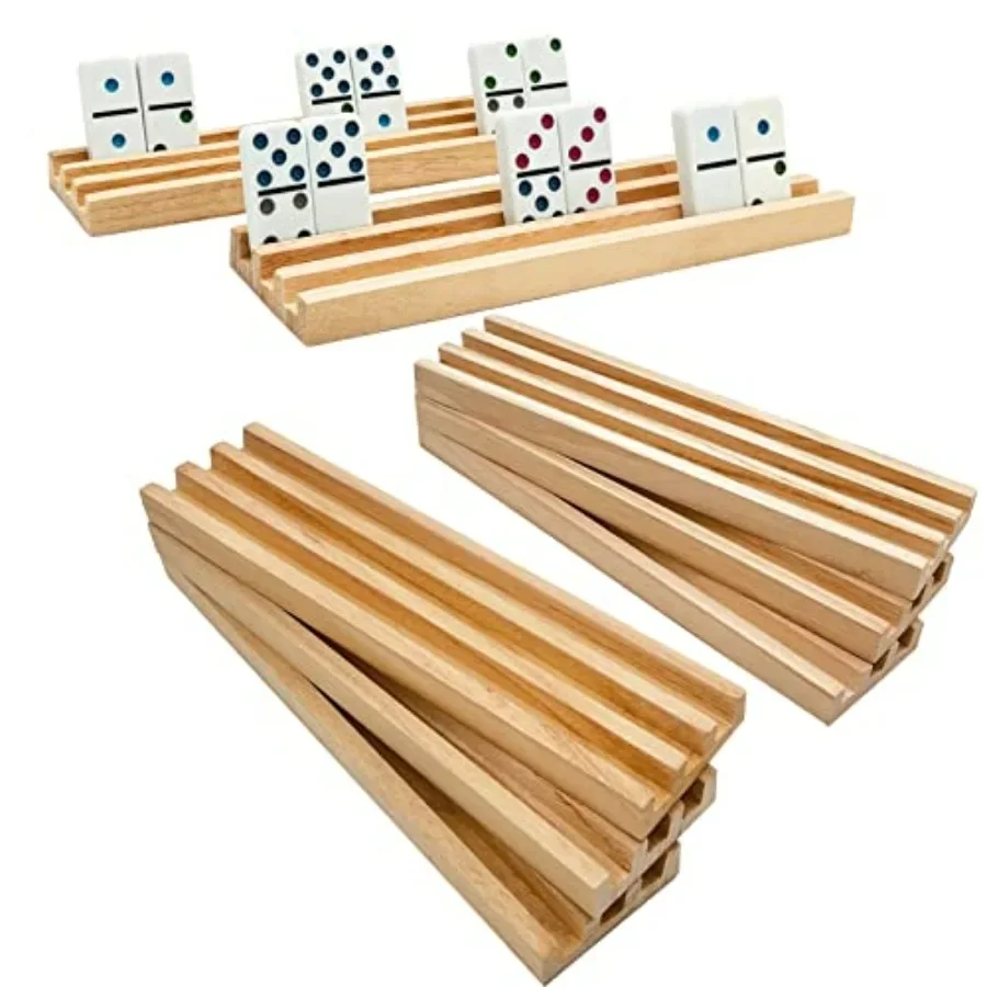Natural Wooden Domino Rack Set of 8 Organizers