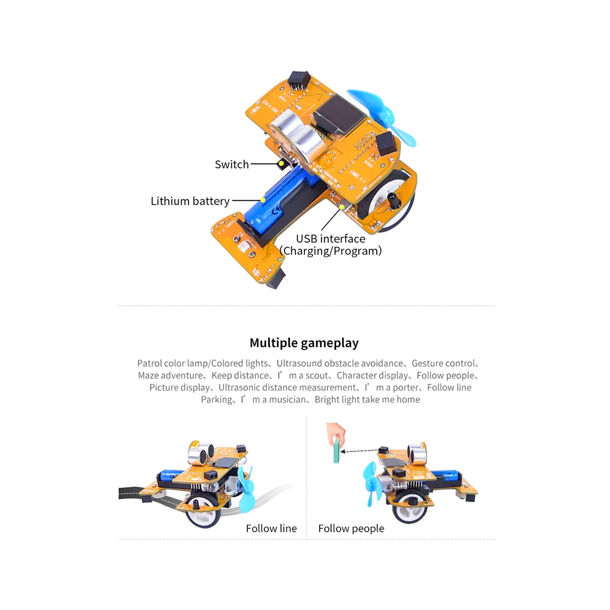 

Robot CamelF.1 Small Plane Graphical Programming Robot for R3 Motherboard Mixly/Scratch Programming Robot(Infrared)-hot parts