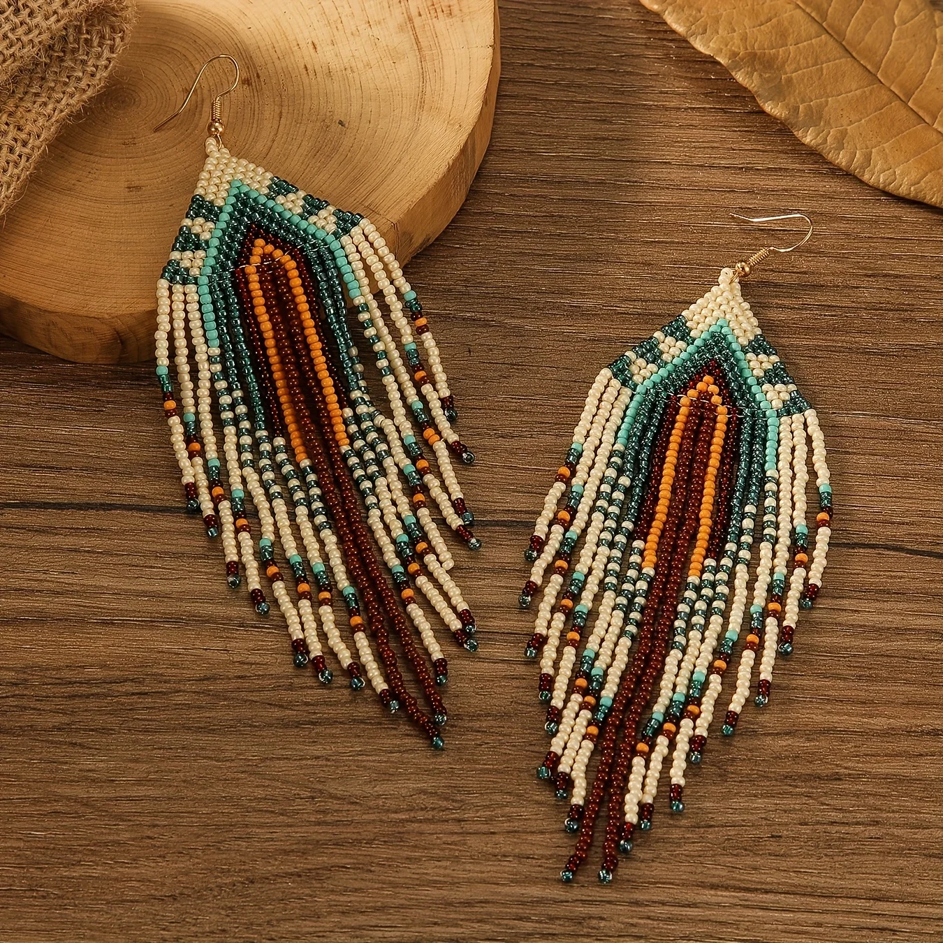 Colorful Beaded Earrings Long  - Vintage Fashion Ornaments 评论和价格