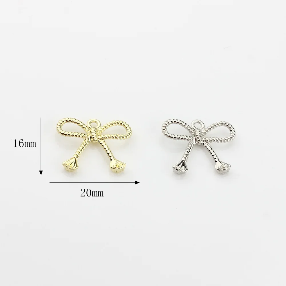 10pcs Retro Hollowed Spray Paint Bow Charms Pendant Jewelry DIY Necklace Bracelet Earrings Marking Crafts Accessories