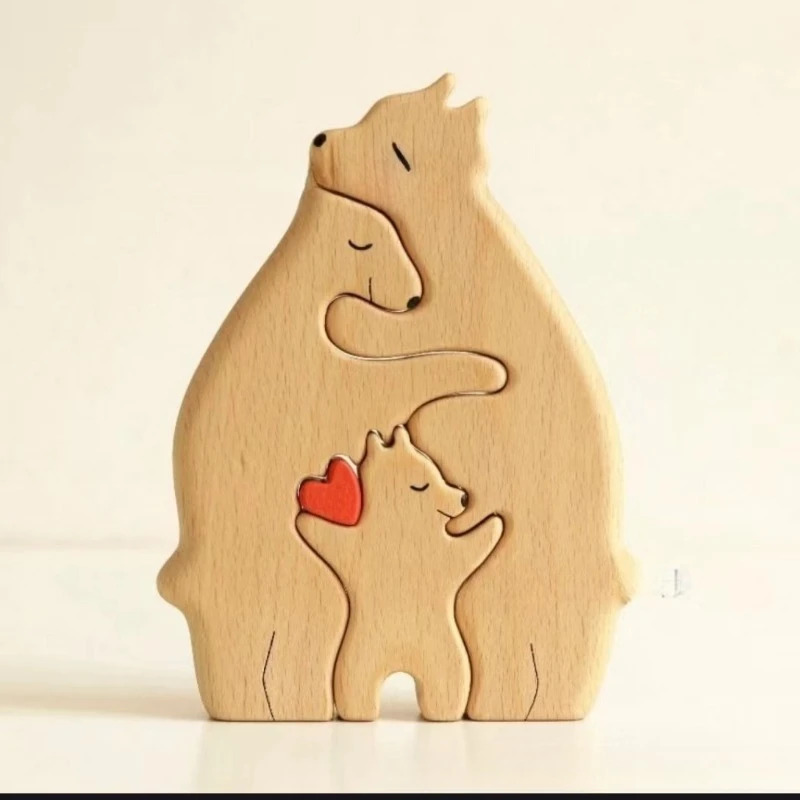 Personalized Engraved Wooden Family Bear Puzzle Nesting Bear Figurine Family Keepsake Desk Decor Ornament