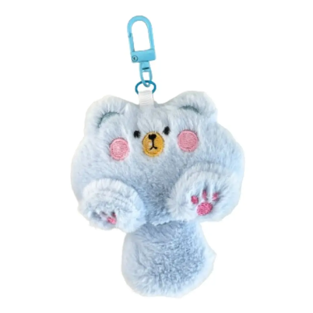 Pink Claw Coffee Cat Plush Keychain Attractive Eyes Soft Cute Cat Plush Doll Colorful Stuffed Animal Plush Key Chain Children