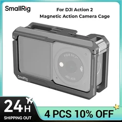 SmallRig Magnetic Action Camera Cage For DJI Action 2 Sports Camera Full Cage with Quick Release Lock Mount LED Light Microphone