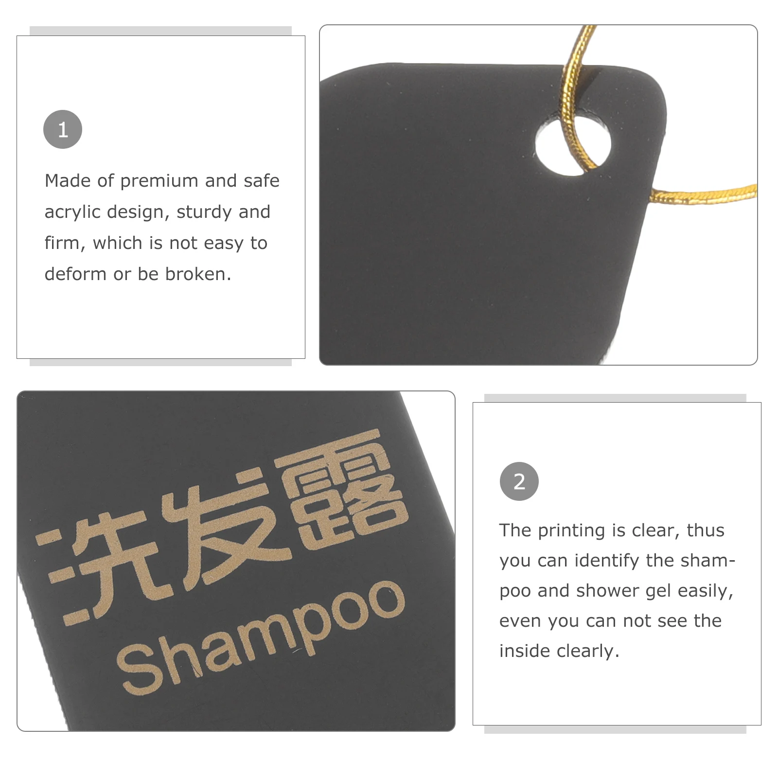 

1 Set Acrylic Shampoo Shower Gel Reusable Bathroom Dispenser Label Tags Hotel Home Use Toiletries Identification Marking