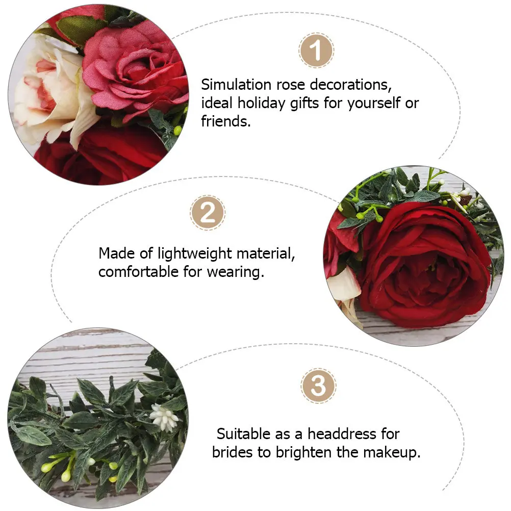 

1 шт. Искусственный венок из роз, удобная свадебная повязка для волос для свадьбы, маскарада, вечеринки, головной убор для подружки невесты, праздничный аксессуар