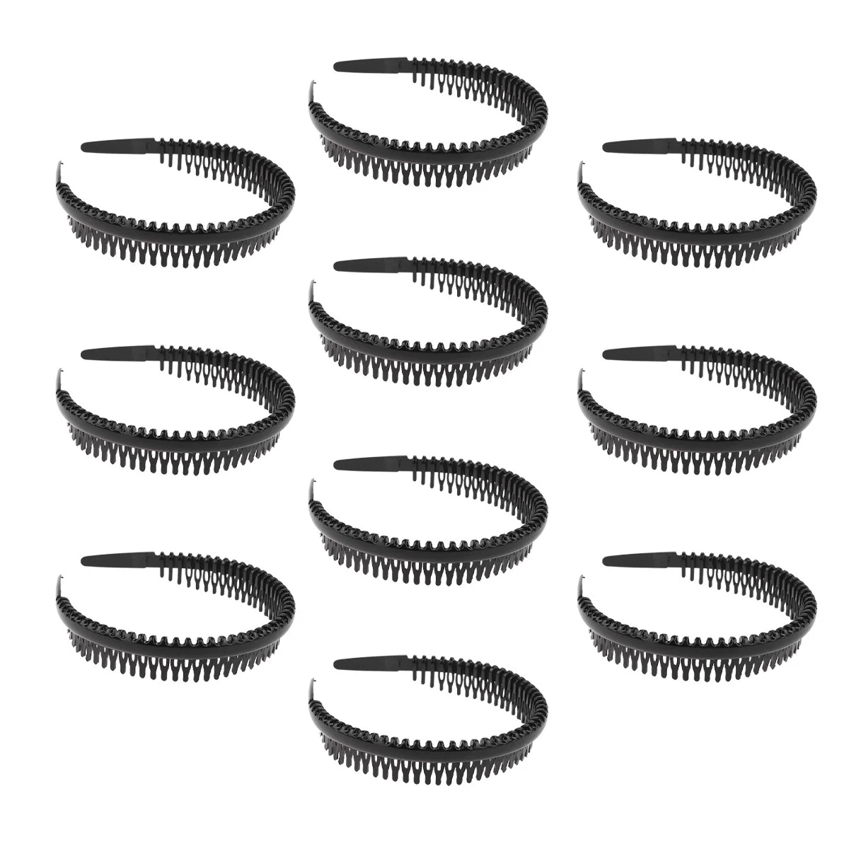 10pcs Teeth Comb Headbands Hair Hairband Non-slip Hard Headband Hair Accessories for Girls Women Lady Female (Black)