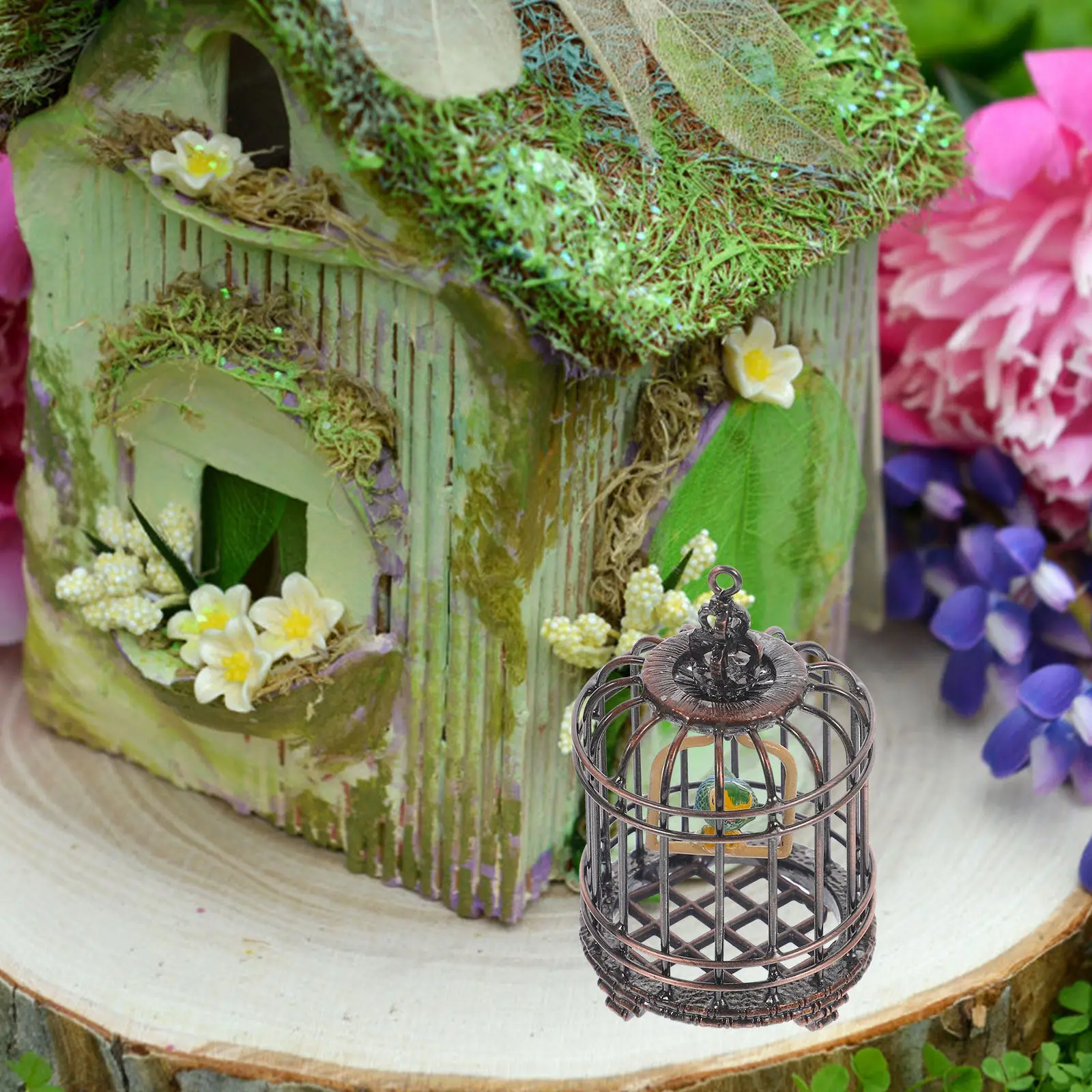 

Миниатюрная клетка для птиц в масштабе 1:12 для кукольного домика, портативная, простая в установке, декор для мини-дома