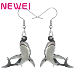 NEWEI Acrylic Ocean Sea Black Shark Fish Earrings Long Drop Dangle Animals Jewelry For Women Teens Charms Gift Collection