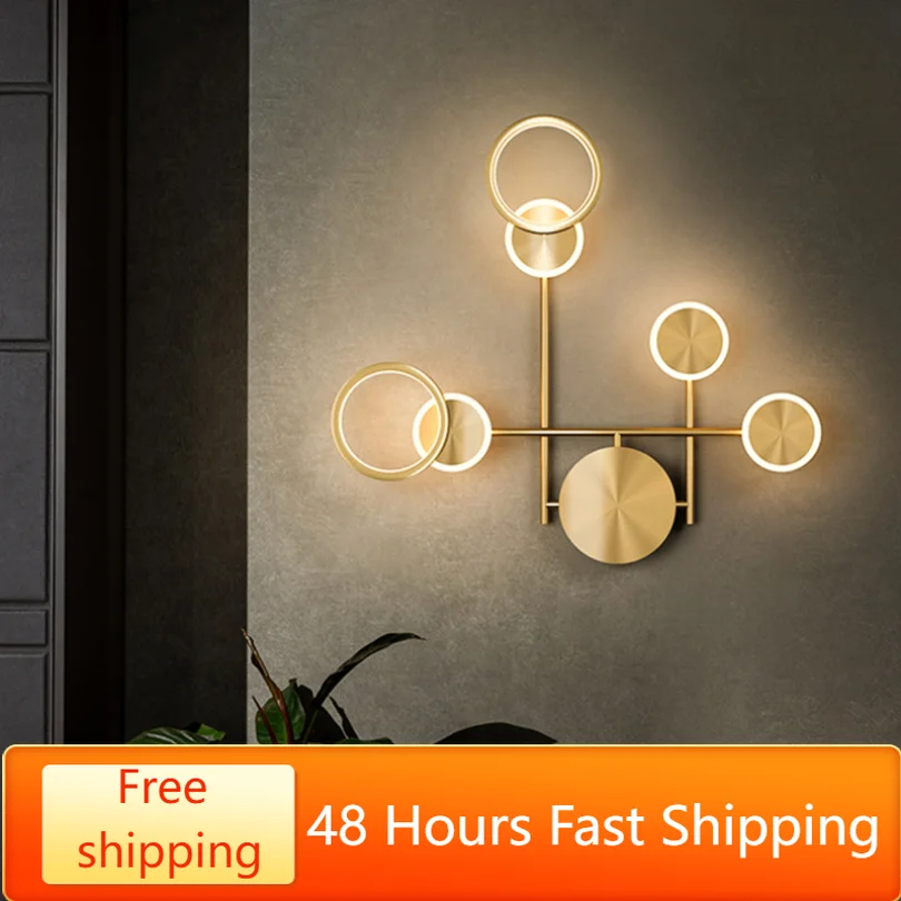 

Background Wall Lamps for Living Room Restaurant Entrance Modern Sconce Lights Fixtures Led Golden Decoration Home Decor Lustres