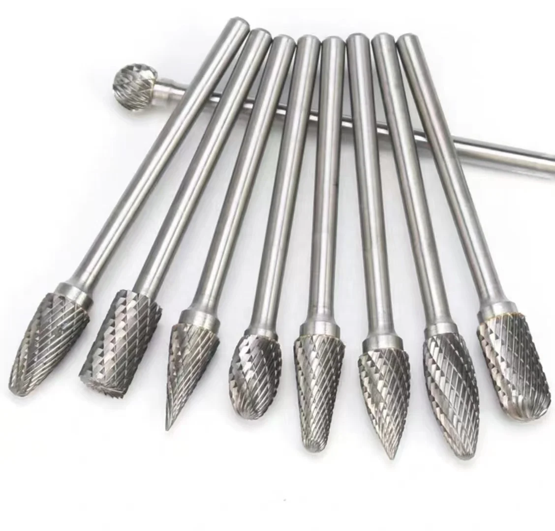 Frese rotanti a doppia scanalatura/singola in carburo di tungsteno, frese metalliche per molatura, 10 pezzi