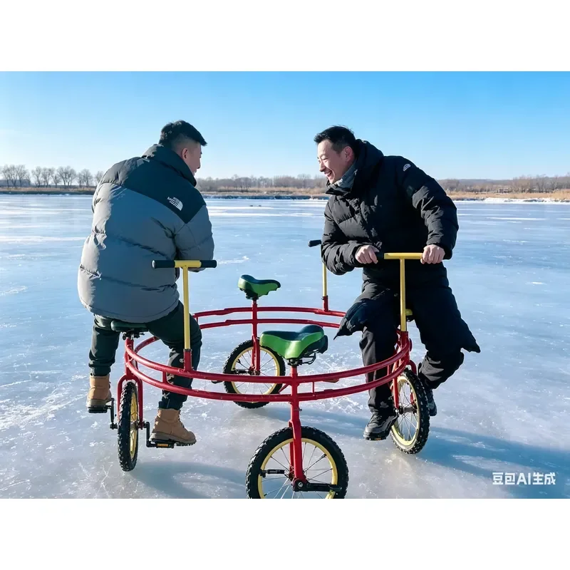 4-Person All-Terrain Bike for Snow & Sand, Multi-Seat Pedal Quadricycle for Winter & Beach Outdoor Play