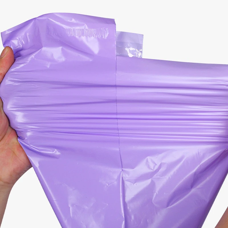 50 unidades/pacote luz roxo envelope saco de armazenamento pe plástico correio saco de transporte à prova dwaterproof água auto adesivo selo bolsa sacos de correio