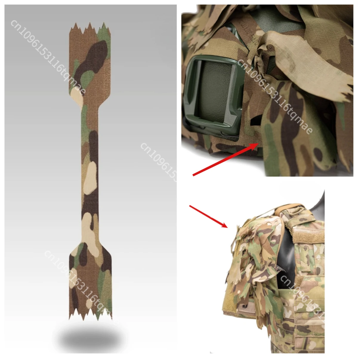 Camouflage Elements Decorative Fabric Strip 14pcs Adaptation A-23 List Helmet Cover Aylet Shoulder Guard  Includ MOLLE Systems