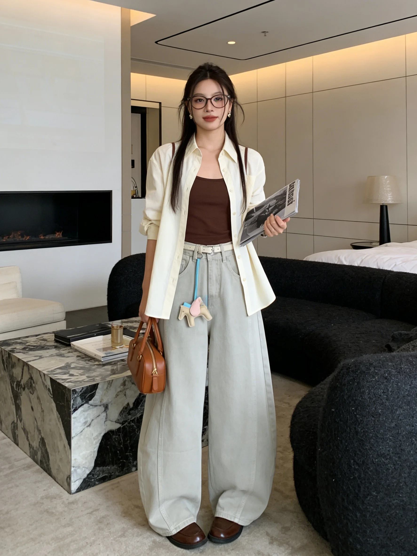 

High Waist Soft Denim Jeans Women's Vintage Bend Knife Pants Spring Summer New Sle Korean Loose Slimming Jeans Versatile