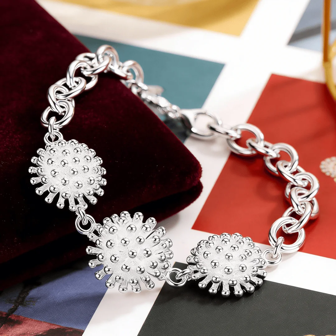 Special offer 925 Sterling silver Bracelets for women man Exquisite round flowers Wedding party Christmas Gifts fashion Jewelry
