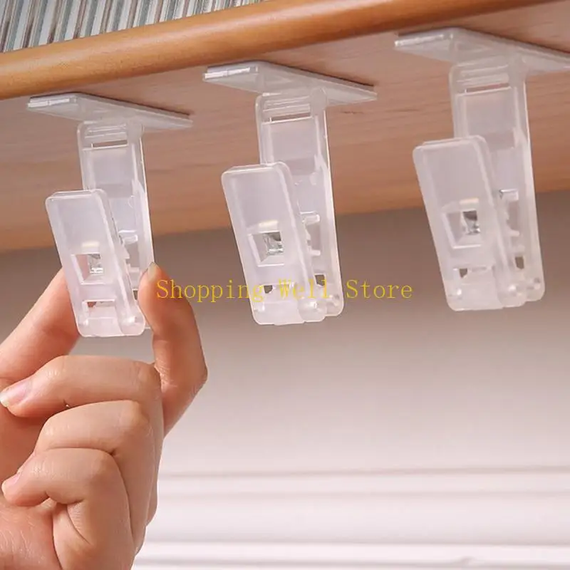 KX4B Space Saving Plastic Clips For Organizing Household Items Easy To Clean Clear Foldable Hanger For Hanging Gloves Towels
