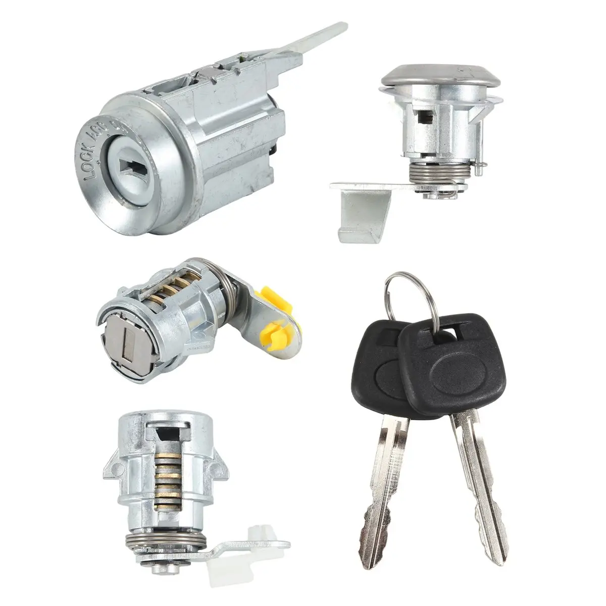 #97R  Ignition Door Lock Cylinder,New Ignition Barrel & Door Locks & Gas Lock W/2 Keys for Toyota (Silver)