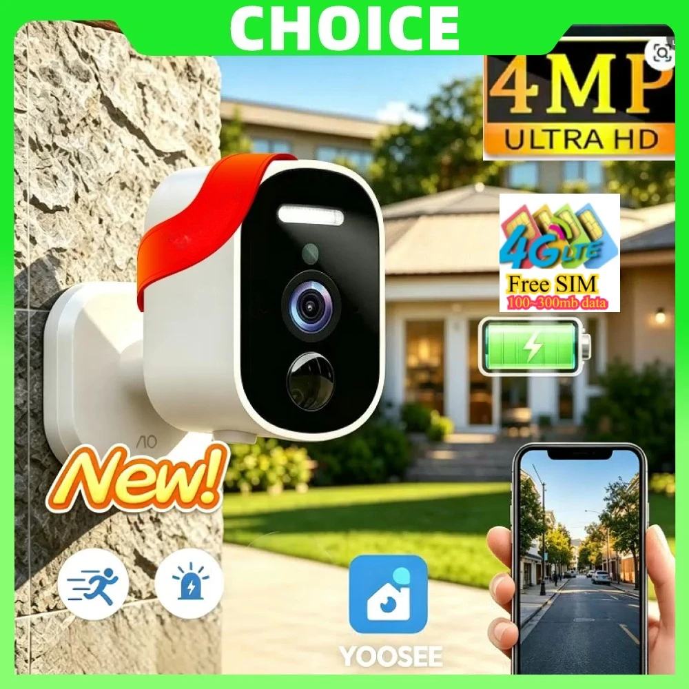Yoosee Mini 4G LTE Security Camera No Need WiFi Outdoor 4G SIM Card Battery Powered 5000mAh Home 4G Mini Camera Wireless