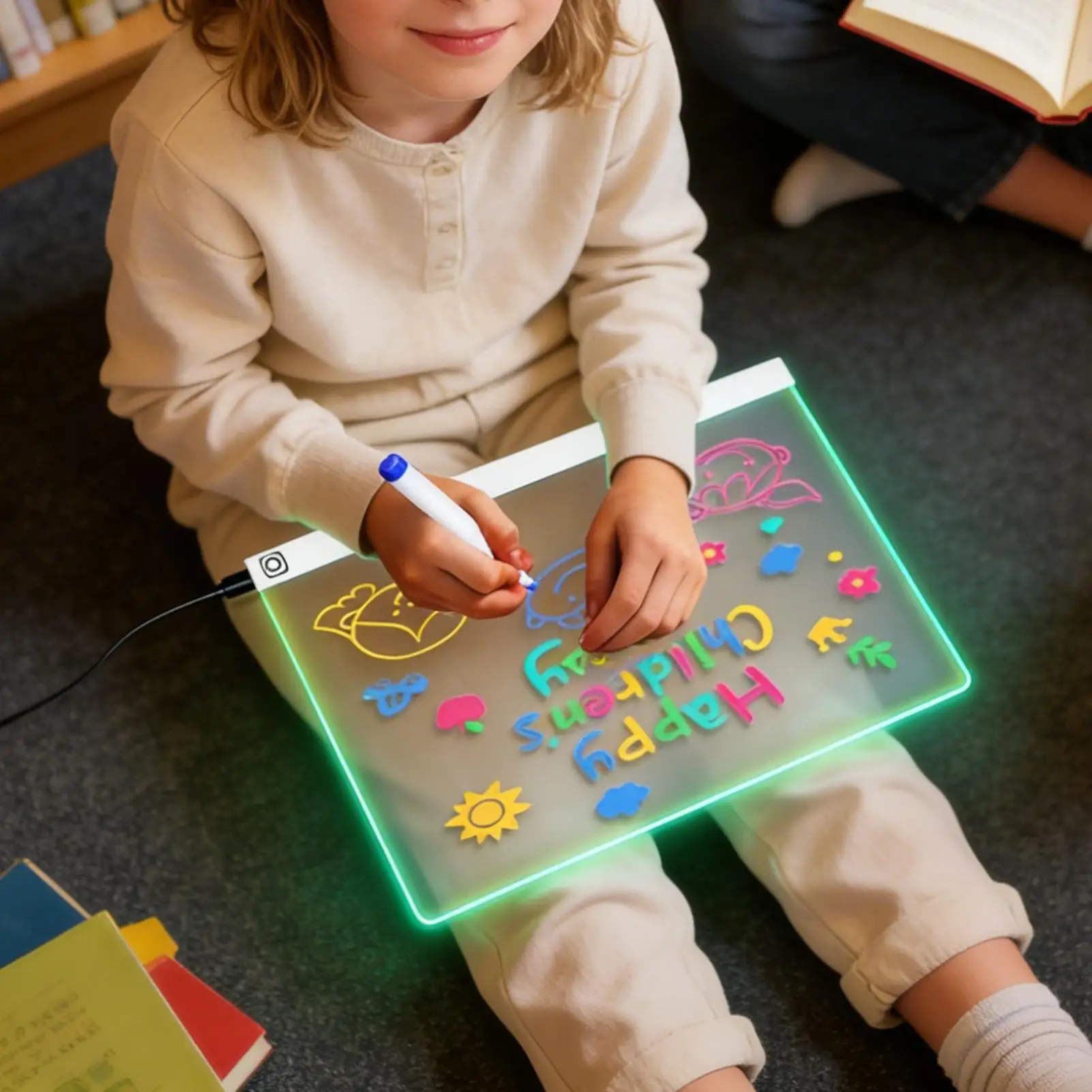 LED-Notiztafel, 7 Farben, trocken abwischbar, Touch-Steuerung, Malspielzeug, LED-Lichttafel für Kinder, Nachtlicht, Heimbüros, Schule, Urlaub