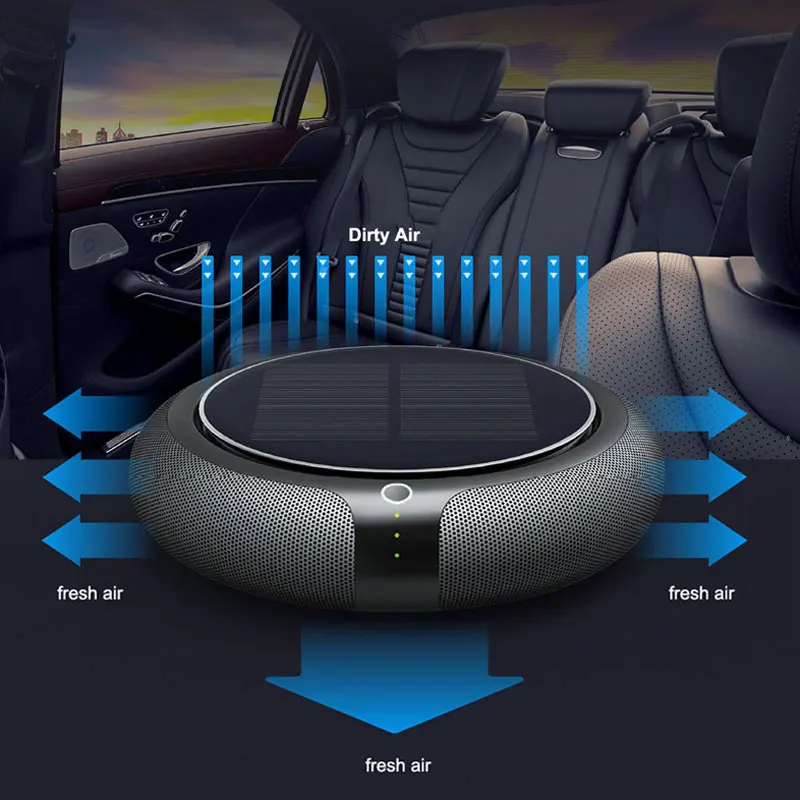 HEPA Car Air Purifier Solar Powered Aroma Diffuser Air Freshener for Vehicle Home Desk Electric Gadgets with Filter