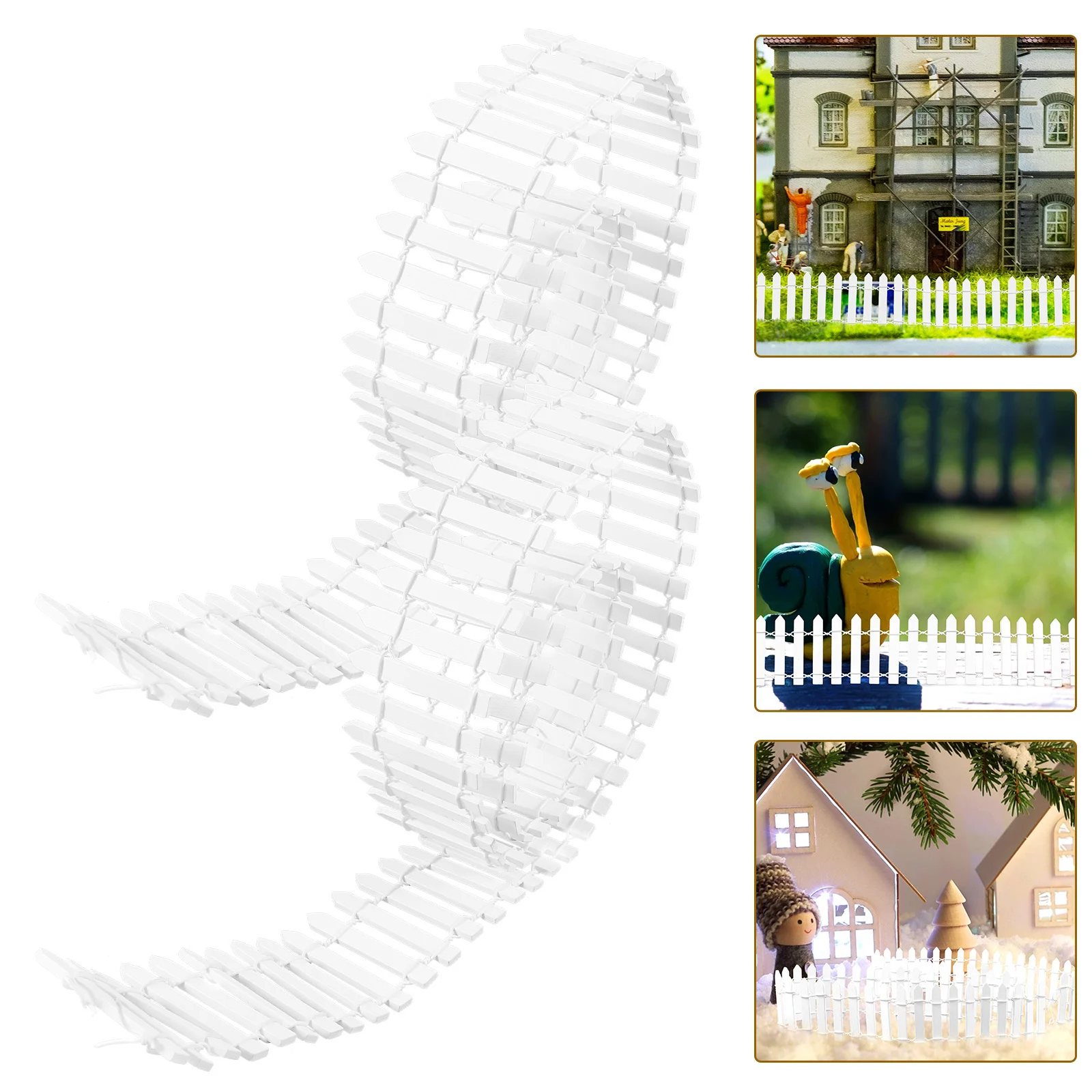 2Sets Mini Wooden Fence 5Cm Small Picket Fence Flexible Design Miniature Landscape Fairy Garden Holiday Decoration