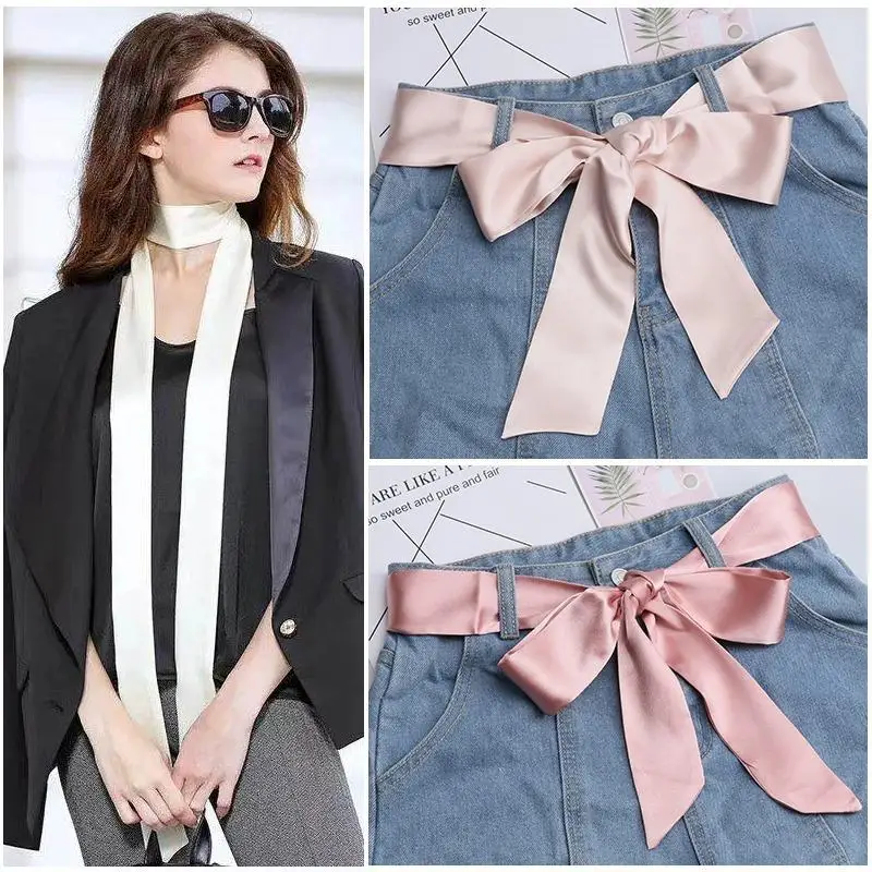 1pcs Fashion Solid Color Extra Long Wide Ribbon Belt Skirt Jeans Belt Bridesmaid Dress Bride Wedding Dress Decor Accessories
