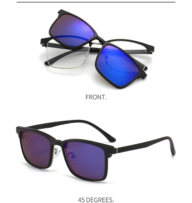 Vcka 6 in1 quadratisch polarisierte Myopie Sonnenbrille Männer Frauen Magnet clip Brille Rahmen optische verschreibung pflicht ige Brillen-0,5 bis-6,0 – Detail 9