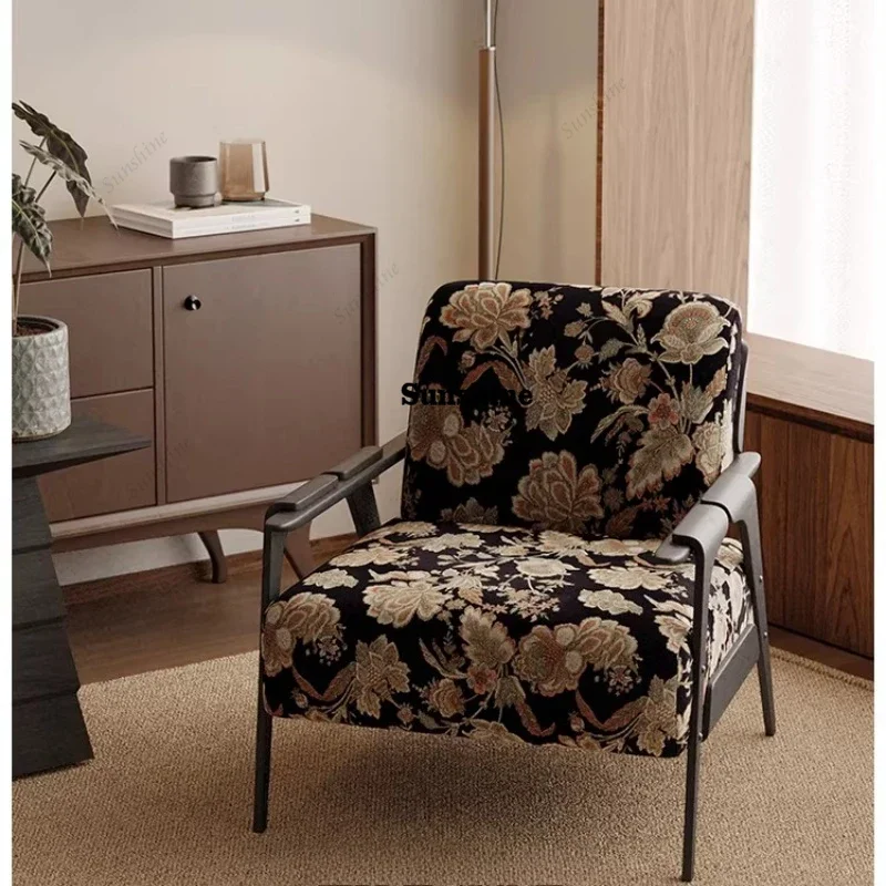 

Medieval single sofa retro living room sofa chair French balcony chair FT