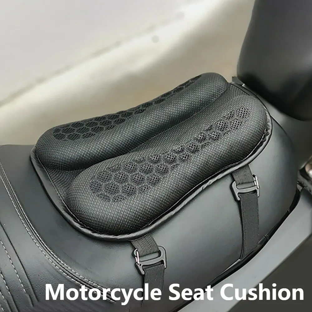 Motorcycle Seat Cushion Rear Seat Pads 3D Blow Air Cushion Shockproof Breathable Moto Saddle Cushion Slow Rebound Memory Gel Pad