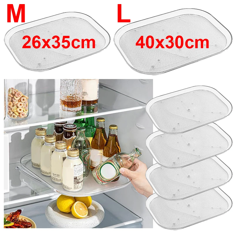 Turntable Organizer Lazy Susan For Refrigerator 360 Rotatable Rectangle Storage Rack Clear Turntable Rack For Kitchen Cabinet