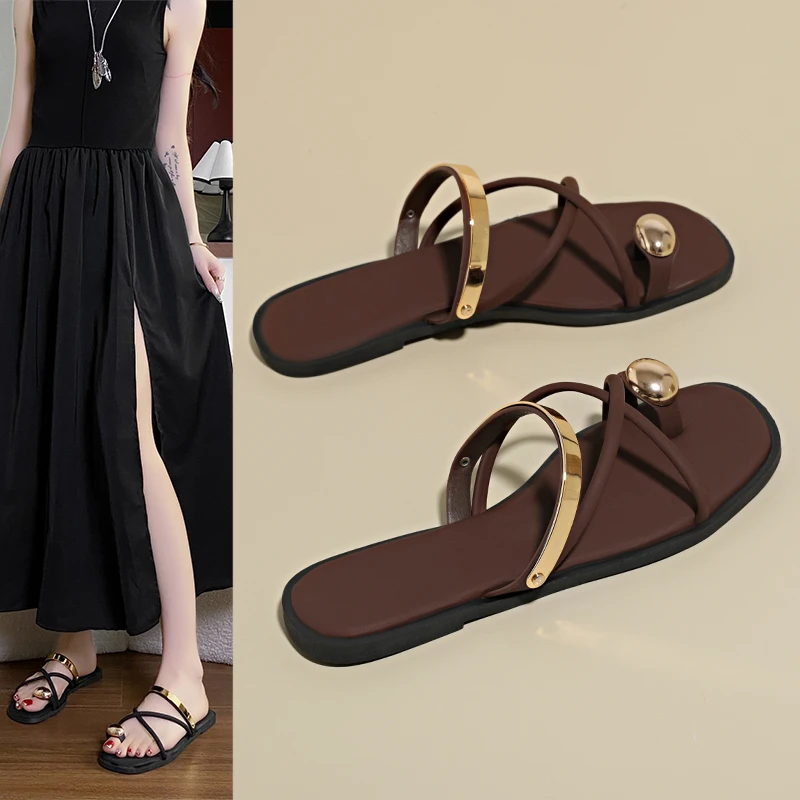 

2026 Summer New Women's Western Style Lightweight Fashion Versatile Flat Plus Size Slippers
