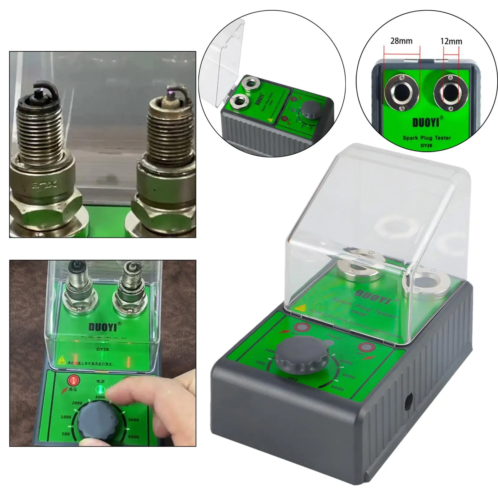 Engine Diagnostic Spark Plug Tester Dual Holes Accurate Probe Tester Automotive Ignition Coil Testing Tool for 12V Vehicles