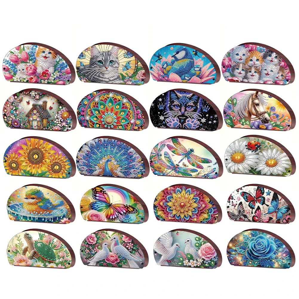 Wood Animals DIY Rhinestones Storage Holder Crystal Diamond Storage Shelf Diamond Painting Organizer Rack for Home Study Office