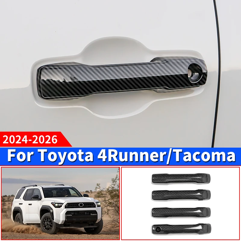 

For Toyota Tacoma 4Runner 2024-2026 Black Car Door Handle Trim Cover Paint Protection ABS Plastic Exterior Styling Accessories
