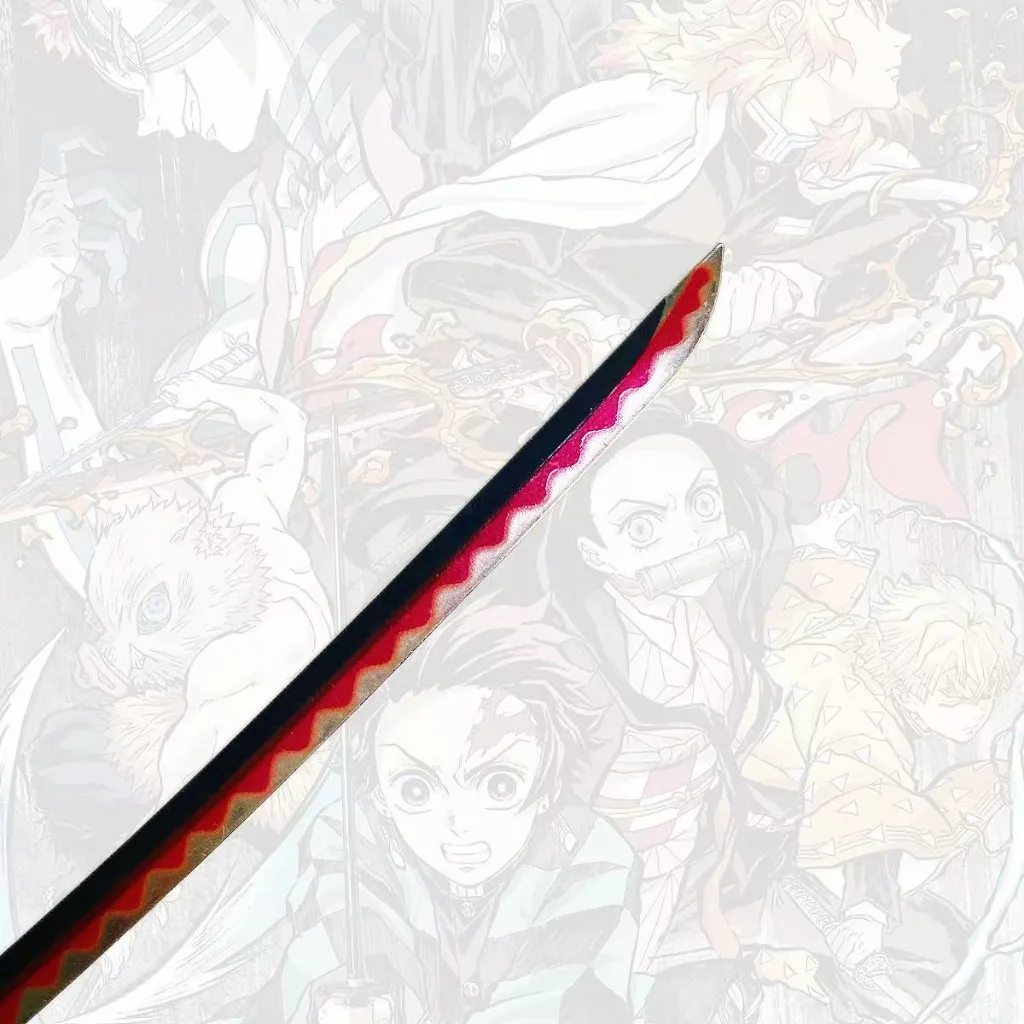9.5inch Demon Slayer Yoriichi Metal Katana Sword Japanese Katana Sabre Original Samurai Sabre Ninja Blade Cosplay Prop Toy
