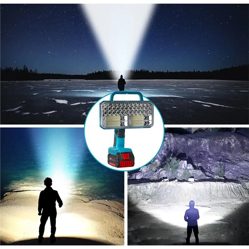USB Rechargeable 40W 4200LM LED Work Light 3 Brightness Modes Wireless Light For 18V Battery Systems