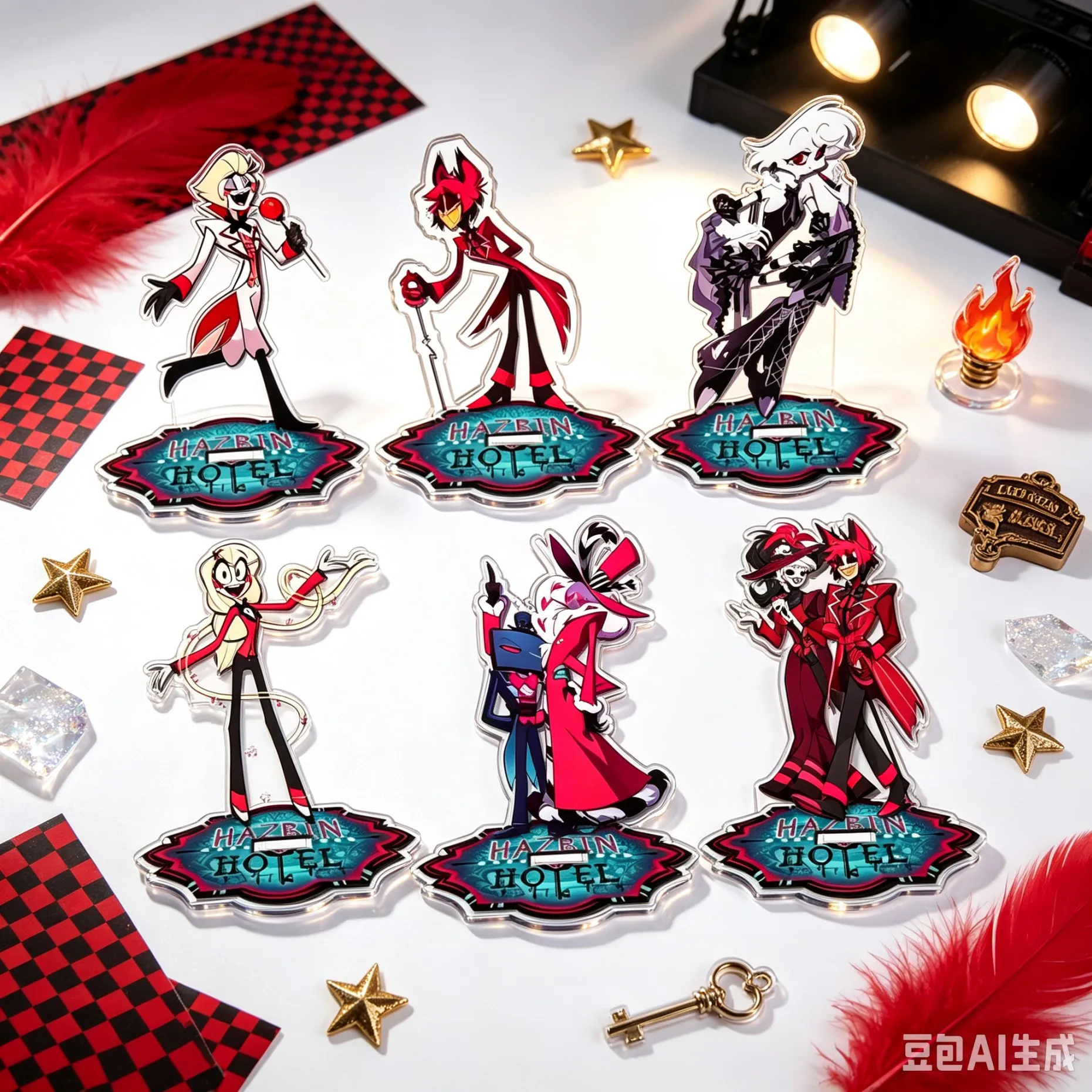 HOT SELL 15cm Anime Hazbin Hotel Acrylic Stand Modlel Funny Desktop Decoration Game Collectible Ornament Gift For Fans Keychain