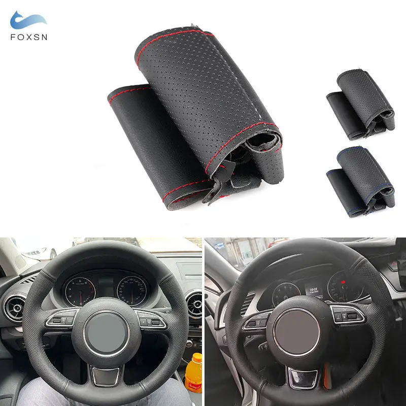 

For Audi A1 S1 8X A3 S3 8V A4 S4 B8 A5 A6 C7 A7 S7 A8 S8 Q3 8U Q5 8R Car Steering Wheel Leather Cover Trim Interior Accessories