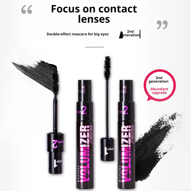 Multifunktion ale 1 2 Mascara Double Effect Volumen Mascara 2 in 1 High Shine lange, dicke und lockige große Augen Mascara Farbe Make-up