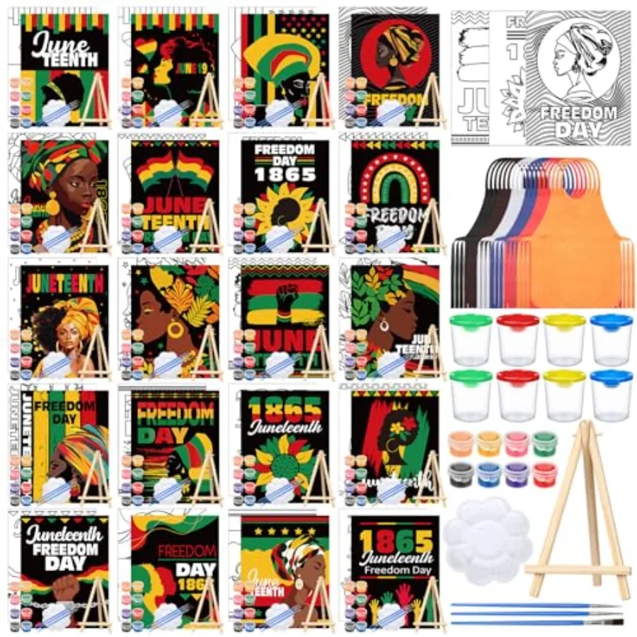 

140 Pcs 20 Set Pre Drawn Canvas Kit for Painting Craft Sip and Paint Kit for Adults Pre Printed Canvas Painting Favor for Virtu