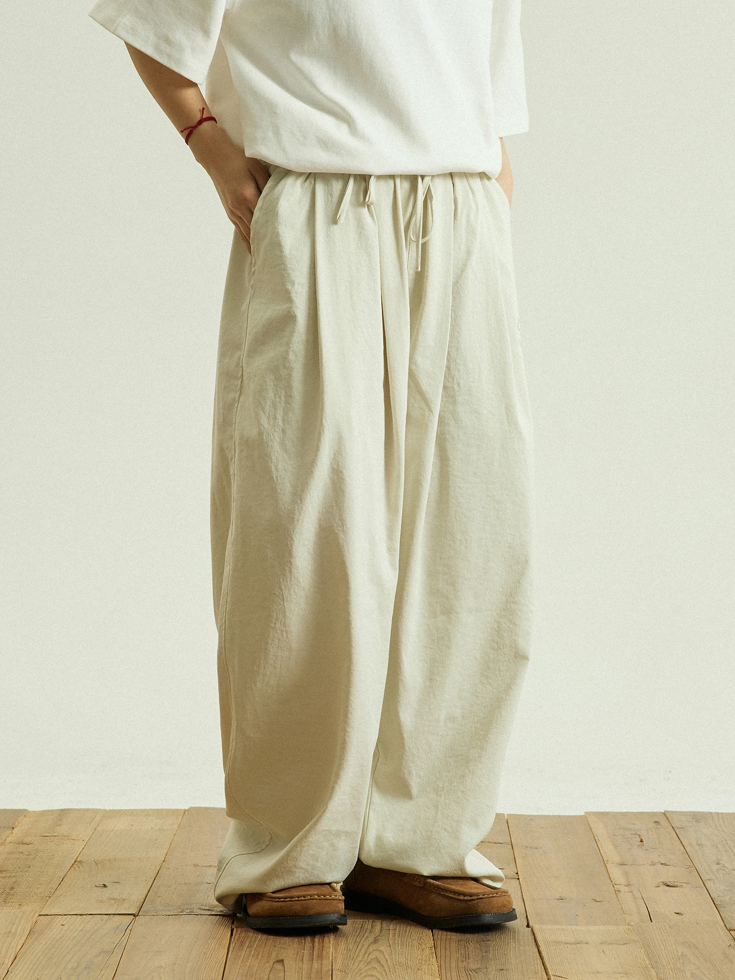 

GoodNorth Spring Summer Drawstring Loose Lazy Feel Pants Unisex Casual Long Pants BF Simple Wide Leg Pants Natural Waist