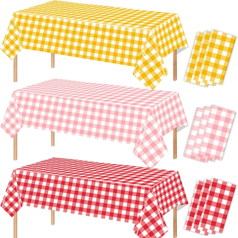 1/3 Stück Plastik-Karottischdecke, Premium Dekorative Einweg-Karierte Tischdecken für Partys, Rechteckige Party-Tischabdeckung – Detail 1