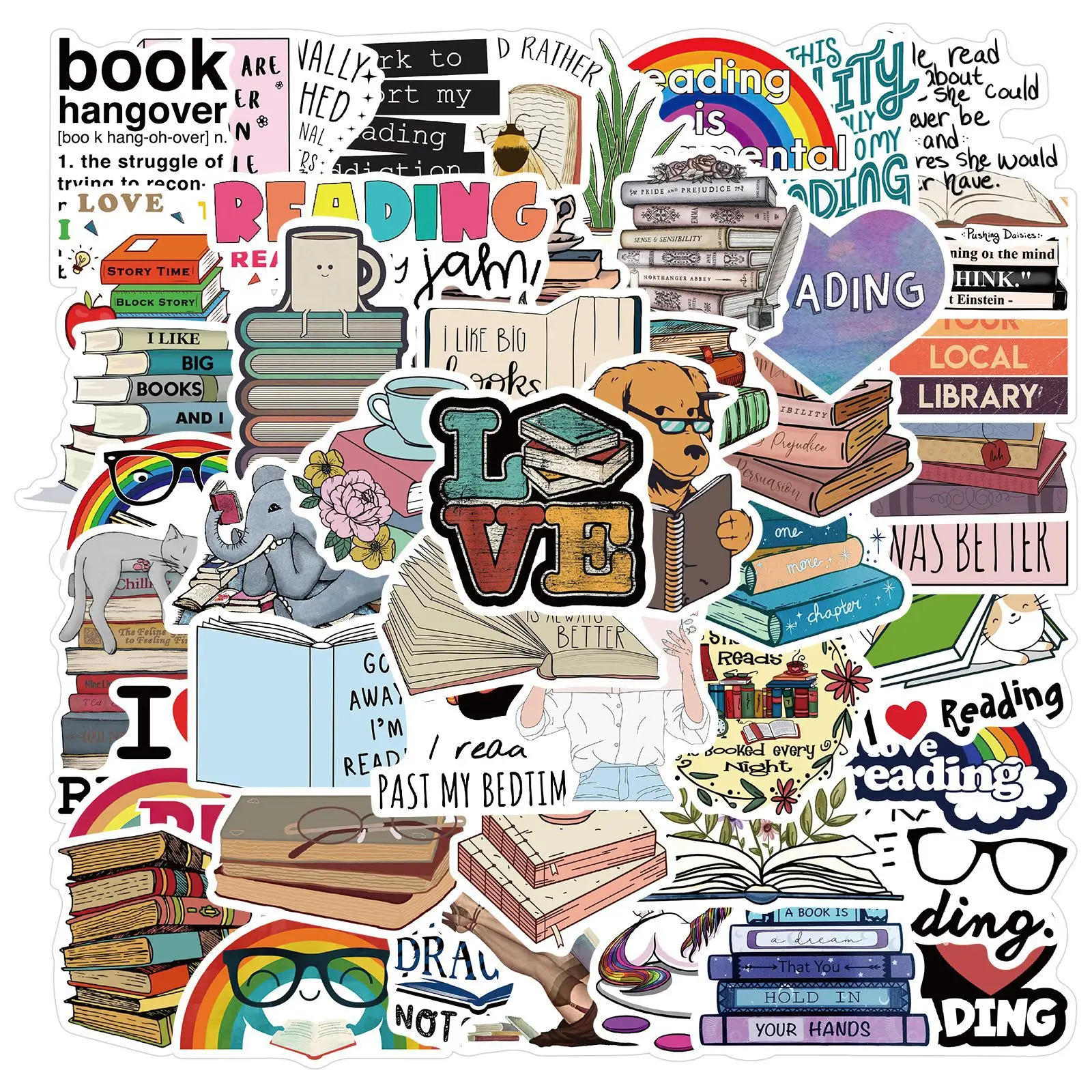 50/100PCS Cartoon Lesen Aufkleber Gepäck Notebook Wasserdichte Schreibwaren Aufkleber